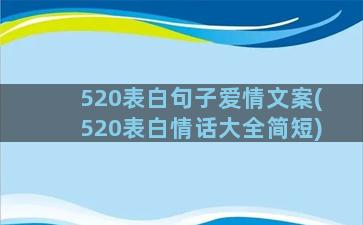 520表白句子爱情文案(520表白情话大全简短)