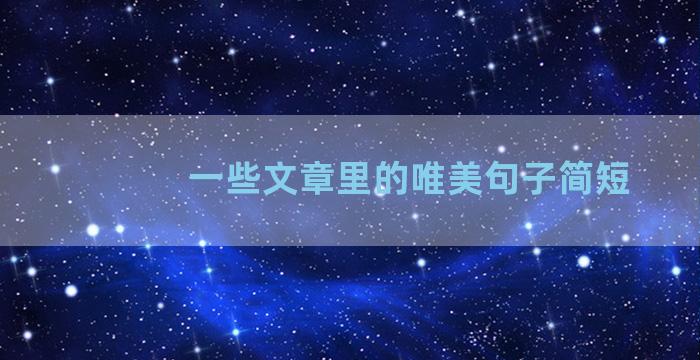 一些文章里的唯美句子简短