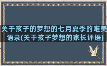 关于孩子的梦想的七月夏季的唯美语录(关于孩子梦想的家长评语)