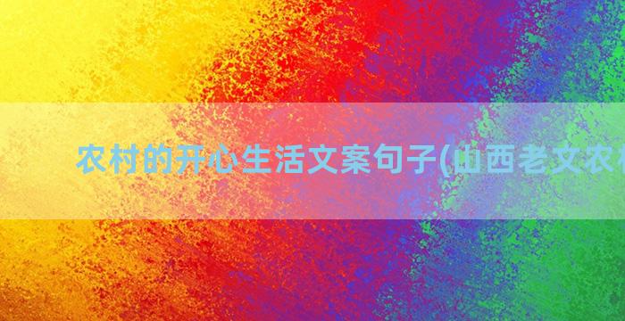 农村的开心生活文案句子(山西老文农村生活)