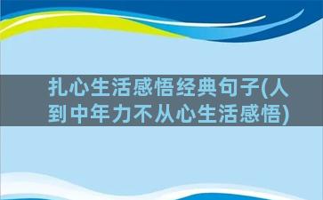 扎心生活感悟经典句子(人到中年力不从心生活感悟)