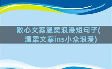 散心文案温柔浪漫短句子(温柔文案ins小众浪漫)