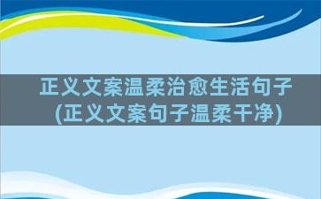 正义文案温柔治愈生活句子(正义文案句子温柔干净)