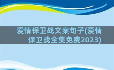 爱情保卫战文案句子(爱情保卫战全集免费2023)