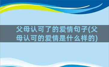 父母认可了的爱情句子(父母认可的爱情是什么样的)