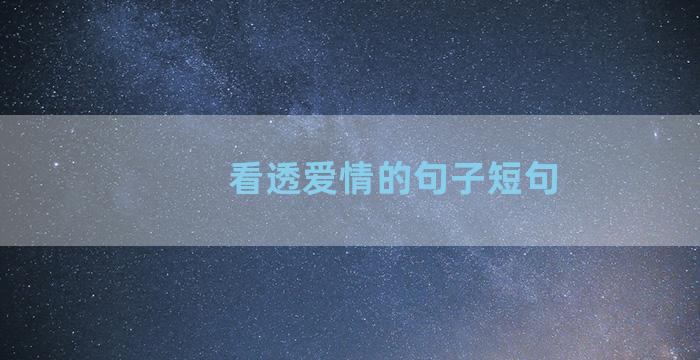 看透爱情的句子短句