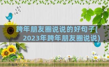 跨年朋友圈说说的好句子(2023年跨年朋友圈说说)